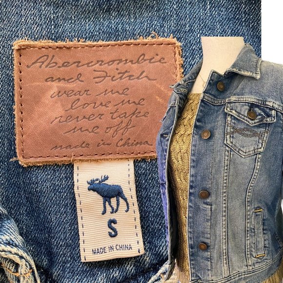 VTG Abercrombie & Fitch‎ Slim Fit Denim Jacket Women Small Med Wash Button Up - Picture 1 of 16